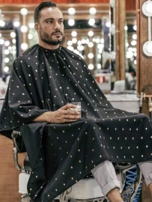 Barber Strong Cutting Cape Black - Gold Shield