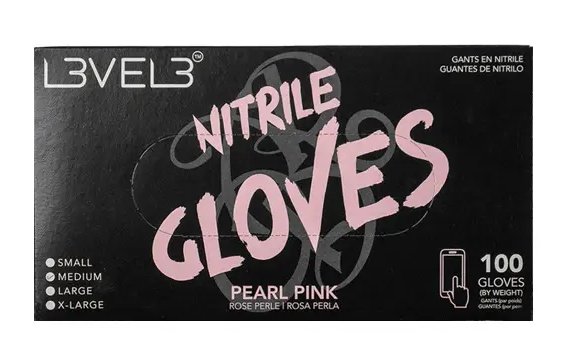 L3VEL3 Professional Nitrile Gloves Pearl Pink 100 Pack Large